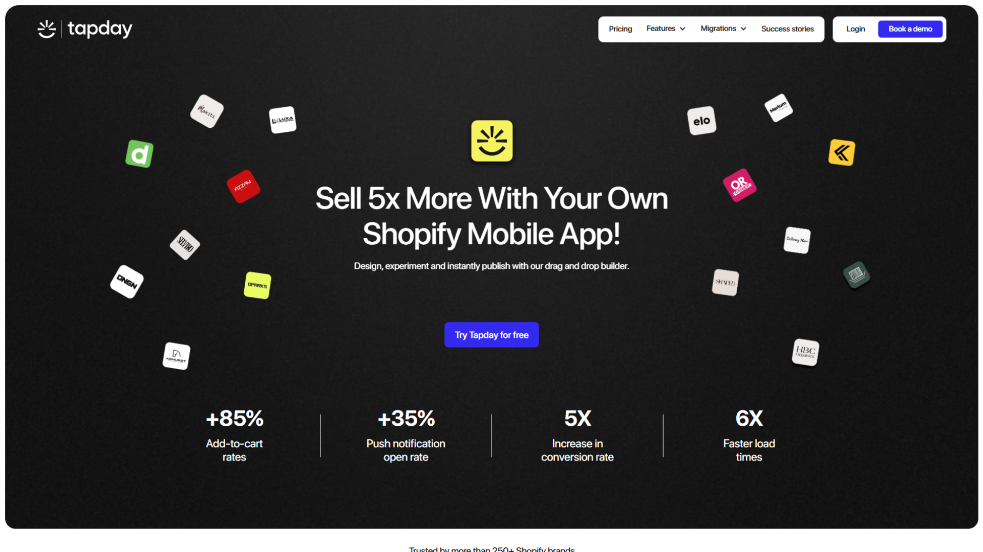 Screenshot of the Tapday website homepage.