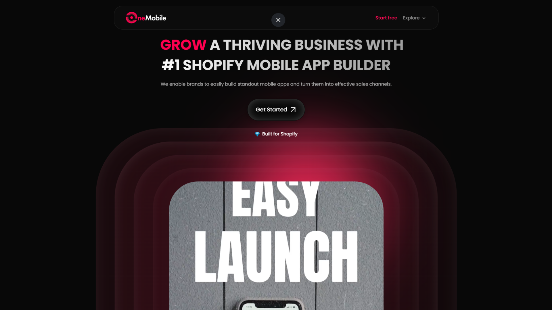 A screen capture of the OneMobile website homepage