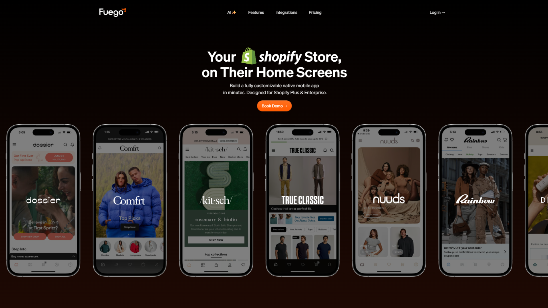 Screenshot of the Fuego website homepage.