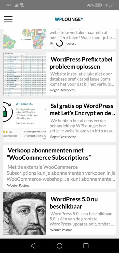 A blog app build using WordPress appmaker